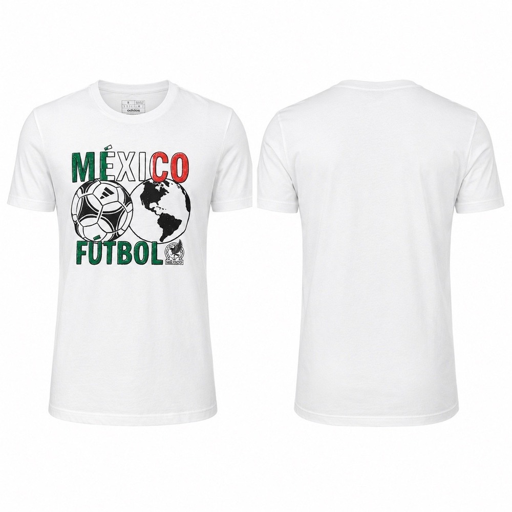 NEW adidas Mexico Soccer Around the World T-Shirt Mens Small White JW1867